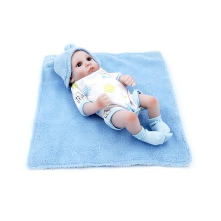 Boneca Bebê Mini Reborn Menino Com Manta Azul no Shoptime