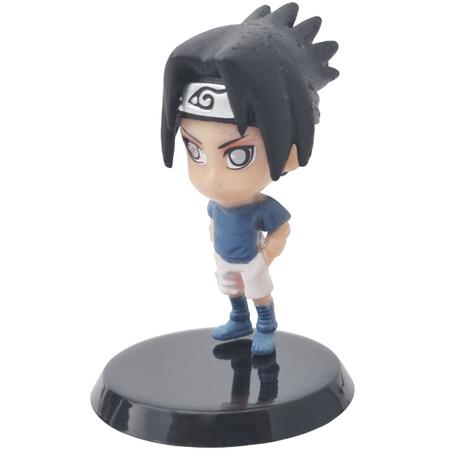 Boneco Miniatura Com Base Coleção Naruto Brinquedo Criança Pvc Sasuke Uchiha  I