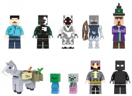 Boneco Minifigure Blocos De Montar Minecraft Skin Black - Mega