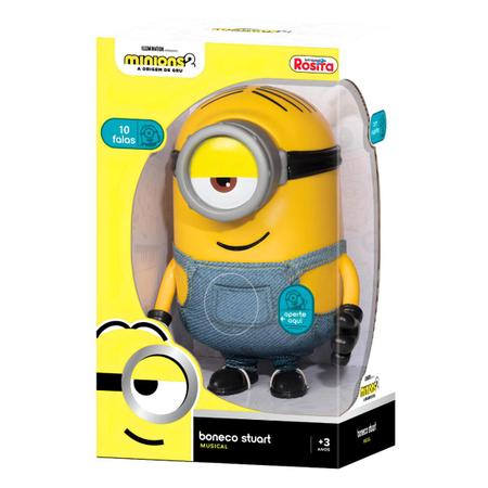 Imagem de Boneco Minions Stuart Original 25cm Com Som Infantil Em Vinil Fala 10 Frases Articulado Novabrink