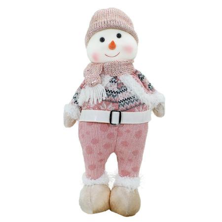 Imagem de Boneco Natal Boneca de Neve Rosa Natalina 44,5cm