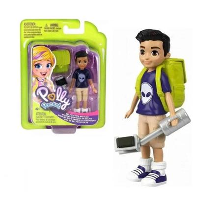 Boneco Nicolas com Pau de Selfie Polly Pocket Mattel Bonecos