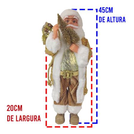 Imagem de Boneco Papai Noel Natal Natalino Arvore Dourado 45cm Decoraçao Presentes Festas Enfeite Comemorações