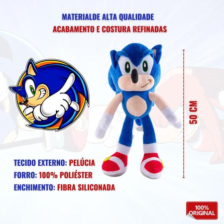 Boneco Pelúcia Sonic Grande 50cm Lançamento Pronta Entrega