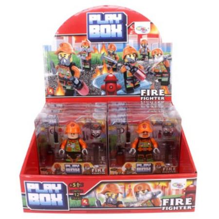 Imagem de Boneco Play Box Bombeiro Fire Fighter Brinquedo Monta Desmonta 6 Peças Acessórios Wellkids Educativo Lúdico Natal Crianças