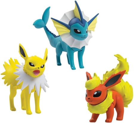 Bonecos Evolução Eevee Flareon Jolteon Vaporeon Pokémon