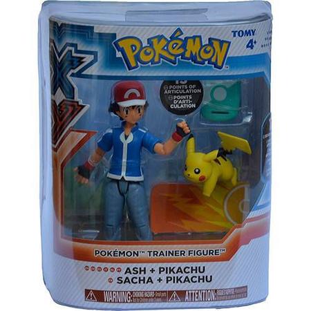 Boneco Pokémon Xy Ash + Pikachu Trainer Figure Tomy