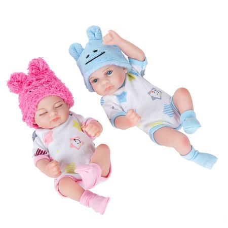 Bebê Mini Reborn Gêmeos Silicone 28cm Encomenda 15 A 45 Dias