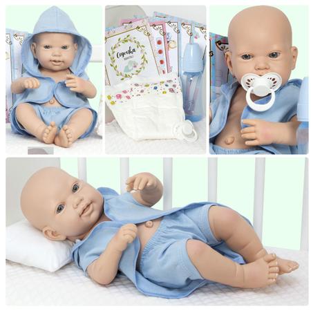 Boneco Bebê Reborn Menino 53cm com 11 acessórios em Promoção na