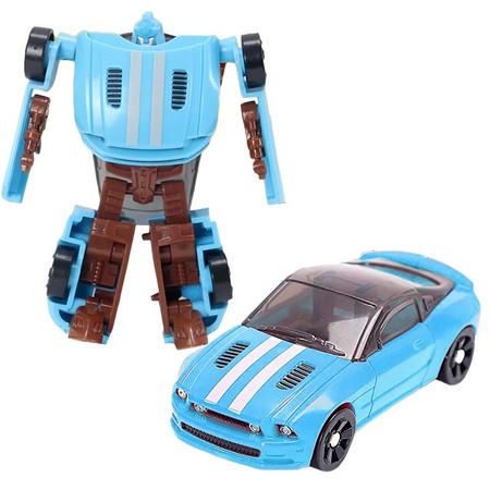 Imagem de Boneco Robô Transforma em Carro 2 em 1 Fighter Bots Warrior 8cm Azul L013-21 - Dorémi