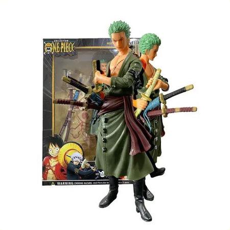 Imagem de Boneco Roronoa Zoro One Piece Não Articulado - Roronoa Zoro Três Espadas 18cm One Piece Colecionável Figure Action