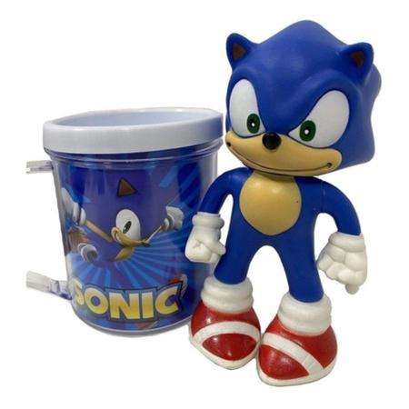 Kit Boneco Sonic 15 Cm e Caneca Acrílica 350 Ml