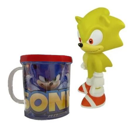 Boneco Sonic Vermelho 16cm Caneca 350m Sega Coleção (cores