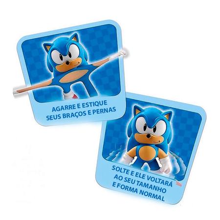 Kit com os três bonecos, Sonic com 30 cm e os menores com 20 cm.