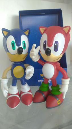 Boneco Sonic Vermelho Action Figure Knucles + Sonic Azul - R'B