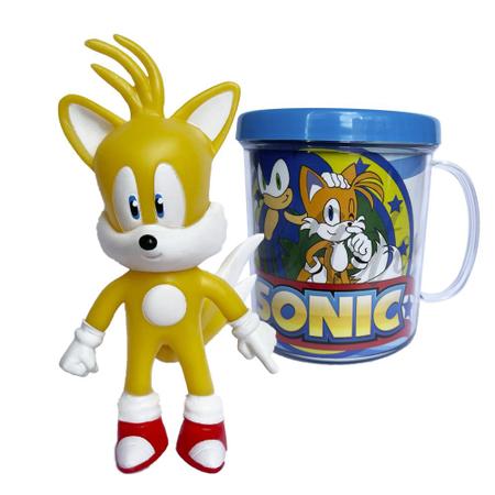 Boneco Sonic Vermelho Collection Com Caneca Personalizada - Super