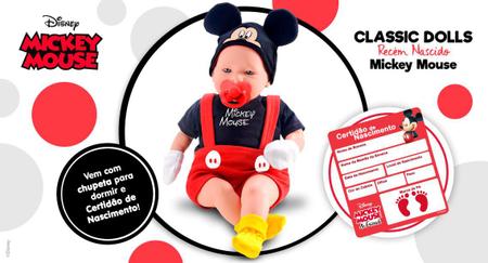 Imagem de Boneco Vinil Mickey Mouse Classic Doll Recém Nascido Disney