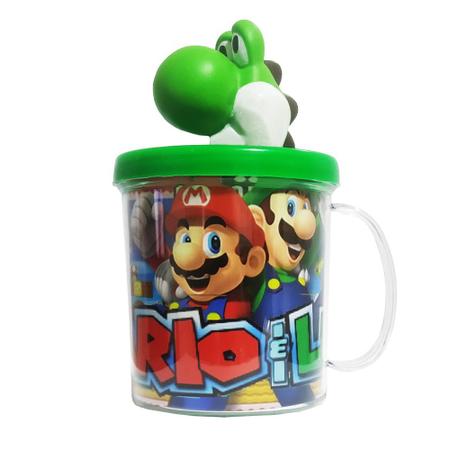 Imagem de Boneco Yoshi do Super Mario Bros mais Caneca Personalizada