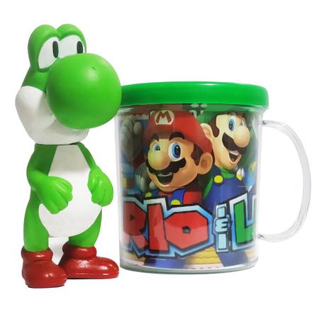 Imagem de Boneco Yoshi do Super Mario Bros mais Caneca Personalizada