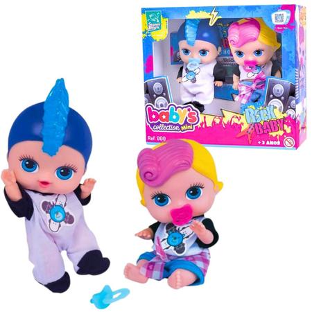 Imagem de Bonecos Bebês Irmãos Gemêos Infantil 18cm Menino Menina Em Vinil Articulados Brinquedos Super Toys