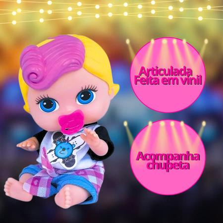 Imagem de Bonecos Bebês Menino Menina Infantil Irmãos Gemêos 18cm Em Vinil Articulados Brinquedos Super Toys