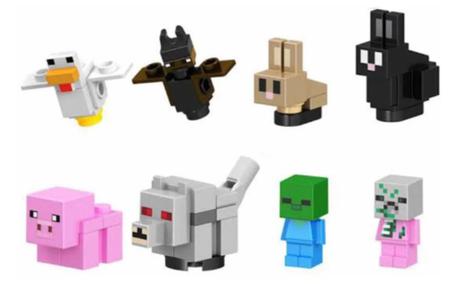 Kit com 4 itens Brinquedo Boneco Minecraft Zumbi, Pólvora, Bloco e Picareta  - LETLOR Shopping Online