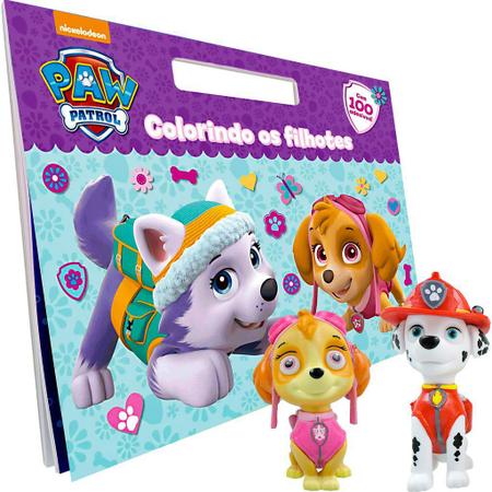 Livro infantil colorir patrulha canina c 50 adesivo