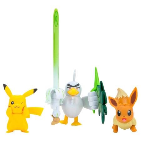 Kit 8 Bonecos Batalha Pokémon - Pikachu, Eevee, Sneasel, Wooloo, Yamper,  Sirfetch'd, Ponyta de Galar e