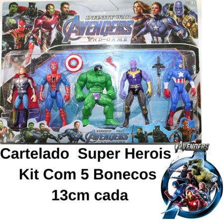 Imagem de Bonecos Super Heróis Cartelado Kit Com 5 Bonecos 13Cm