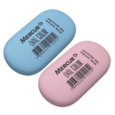 Borracha oval natural Mercur Azul e Rosa kit com 10 unidades Imagem de Borracha oval natural Mercur Azul e Rosa kit com 10 unidades