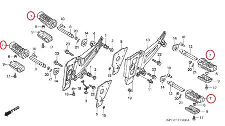 Imagem de Borracha Pedaleira Honda Cbx 250 Twister 2001/2008 4 Peças