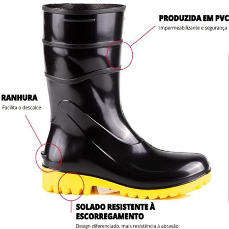 Bota Borracha Pvc Cano M dio Imperme vel Uso Geral Masculino