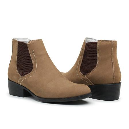 Imagem de Bota Botina Feminina Chelsea Areia De Couro JNA SHOES