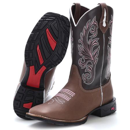 Bota country texana feminina bordada festa rodeio 2024 couro luxo