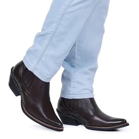 Bota masculina hot sale couro bico fino