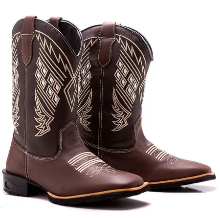 Imagem de Bota Botina Montaria Texana Country Feminina Couro Diamante cafe