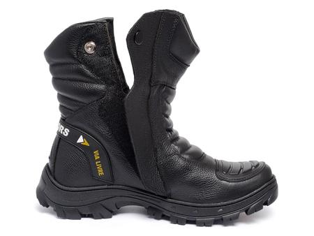 Imagem de Bota Cano Alto Motociclismo Masculina de Couro Bota Preta Coturno Cano Longo Moto