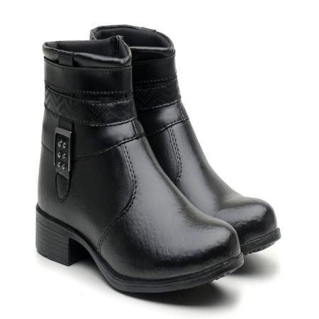 Bota Cano Curto Feminina Salto Quadrado Bico Redondo EMOT SHOES