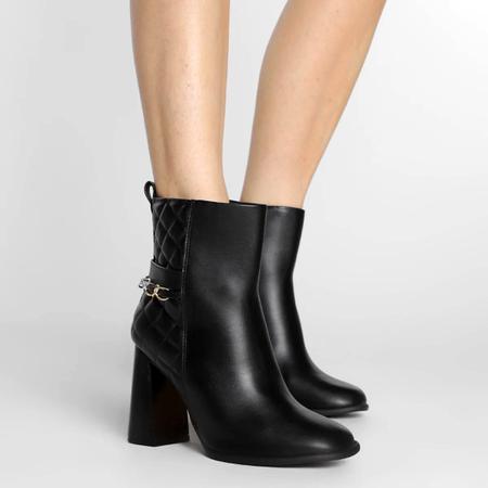 Bota Cano Curto Vizzano Matelass Salto Alto Feminina Preto