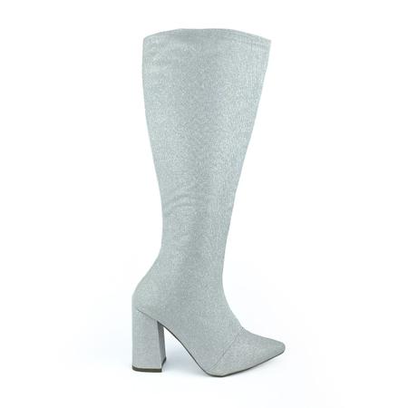 Bota Cano Longo Brilho Salto Bloco Grosso Confort vel Luxo