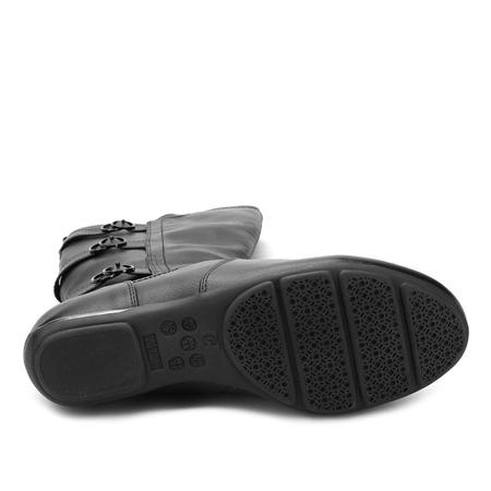 Bota cano longo comfortflex salto embutido fivelas feminina hot sale