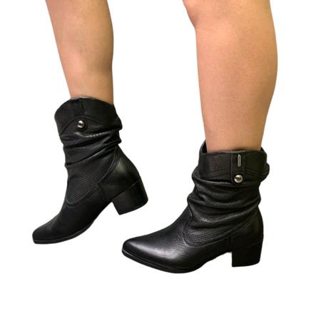 Imagem de Bota cano medio texana western femenina couro preto bottero  