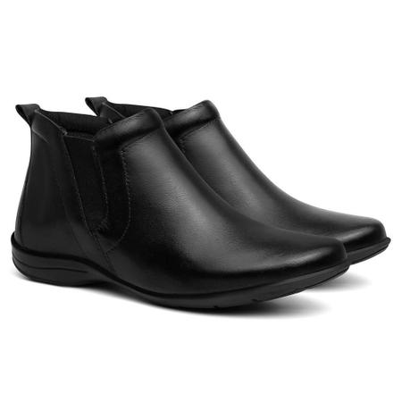 Bota Chelsea Feminina Couro El stico Cano Curto Moderna Gunga