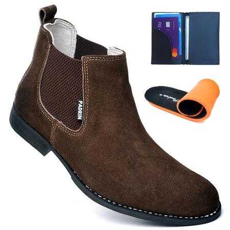 Imagem de Bota Chelsea Masculina Conforto Resistente Em Couro Com Palmilha Gel e Carteira 020