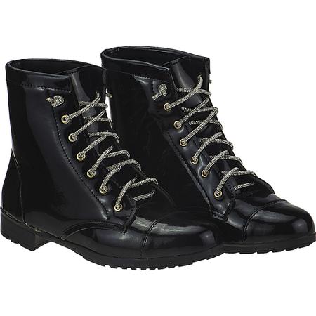 Bota Coturno Blogueirinha Feminino Rasteira Sola Tratorada Verniz
