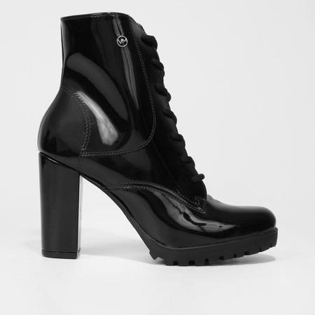 Bota Coturno Cano M dio Via Marte Salto M dio Verniz Feminina