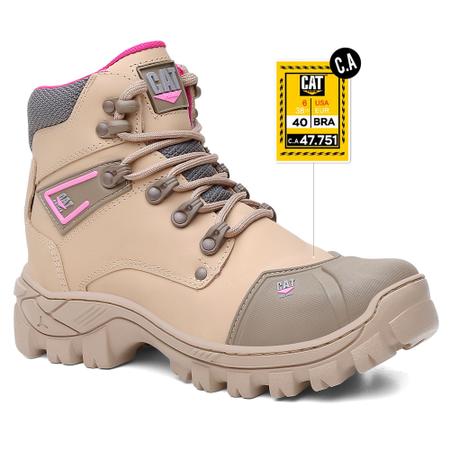 Bota Coturno Cat prime Masculina Seguran a Em Couro Com C.A