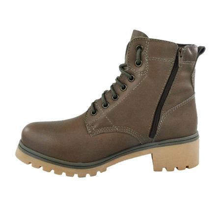 Bota Coturno Couro Beeton Feminina Cat Ranee 005 Solado de Borracha - ziper  - cano médio