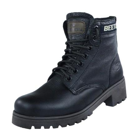 Bota Coturno Couro Beeton Feminina Cat Ranee 005 Solado de Borracha - ziper  - cano médio