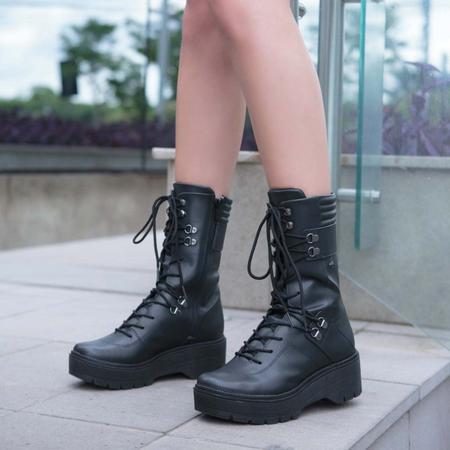 Bota Coturno Dakota Cano Longo Feminino G3862 Preta Tratorada